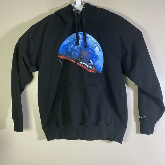 Space X Pullover Hoodie Black Starman Official Elon Musk Men’s Large - Picture 1 of 10